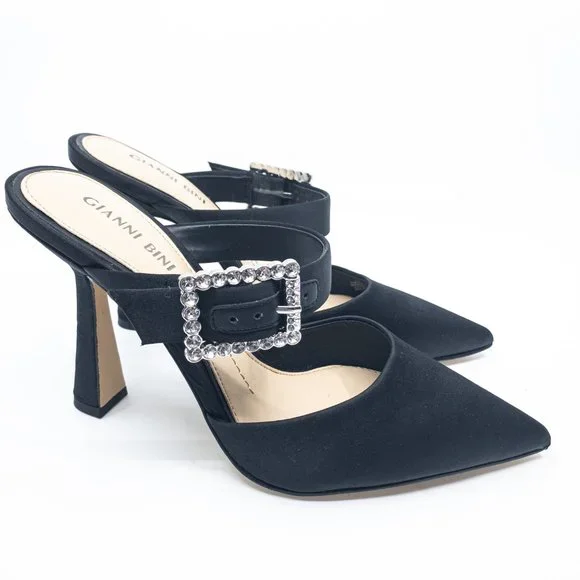 GIANNI BINI Black Satin Maleenah Mules Size 7 - G0222 - Picture 8 of 11